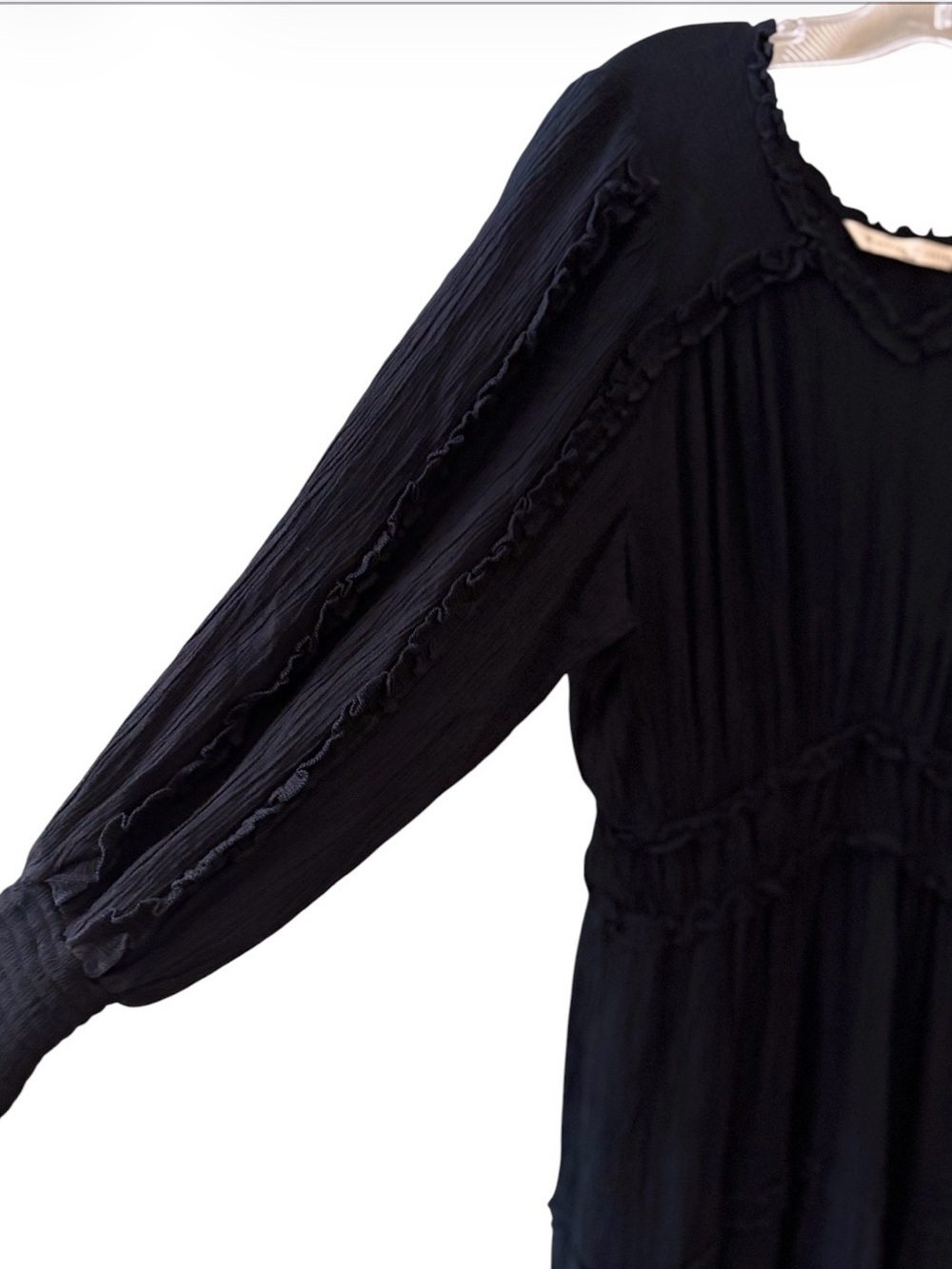 Wayward Fancies eShakti Black Dress Long Sleeve Ruffled - Picture 4 of 8